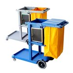 Cleaning Cart Manufacturer - OEM/ODM Custom Hotel Cleaning Cart Plastic Janitor Trolley for Housekeeping