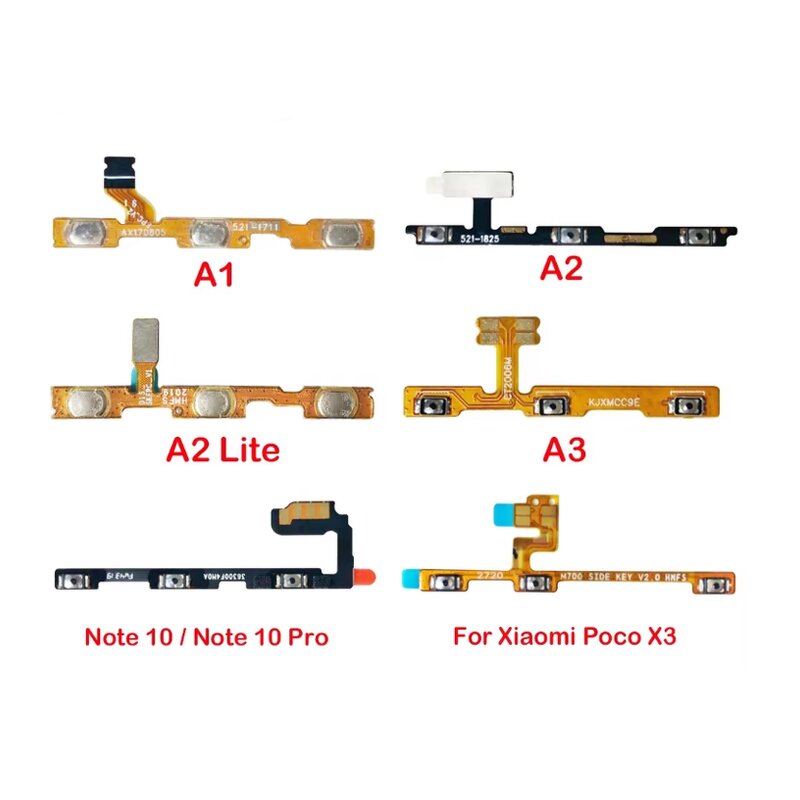 Volume Button Power Switch Flex Cable Factory - Hot Sale for Xiaomi Mi A1 A2 Lite A3 Note 10 Pro Poco X3 Mobile Phone