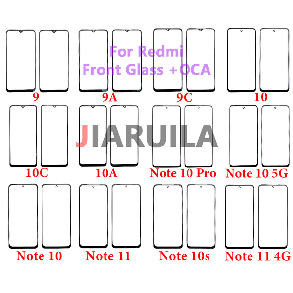 OCA Front Glass Factory - for Xiaomi Redmi 9 9A 9C 9T 10 10A 10C Note 13 11 10 9 8 Pro Plus 5G LCD Front Outer Lens