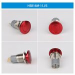 Stainless Steel Mushroom Head Switch Factory - OEM/ODM Custom 16mm Stainless Steel Red Mushroom Head Switch 12-24V 1NO1NC