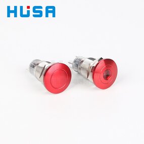 Red LED Metal Mushroom Head Switch Manufacturer - OEM/ODM Custom 19mm Red LED Metal 12v 24v Mushroom Head Anti Vandal Switch