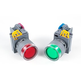 LAY6 LED Button Switch Manufacturer - OEM/ODM Custom LAY6 LED Button Switch Self Reset Lock Flat Head 22mm 1NO1NC Instantaneous