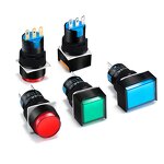 LA16 Switch Factory - OEM/ODM Custom 16mm Plastic Push Button Switch LA16 Illuminated Circle Square Rectangle 3A 6-220V