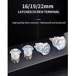 Metal Button Switch Manufacturer - OEM/ODM Custom 16 19 22MM Metal Button Switch IP65 Waterproof Screw Terminal 1NO Latched