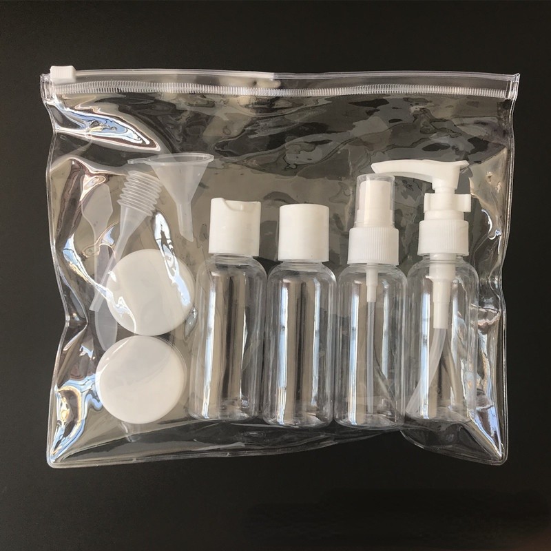50ML TRAVEL KIT BOTTLE COSMETICS DISPENSING  SET of 9 PIECES EMPTY