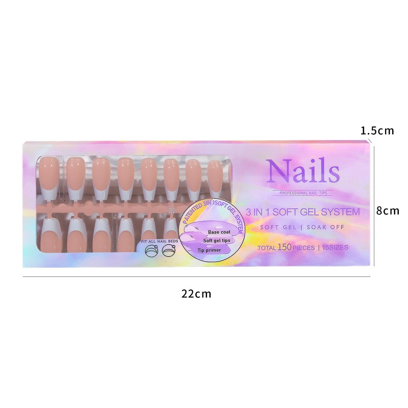 Detachable Full Stick French Style Nail Plate Short Style pink White Seamless Wearing armor