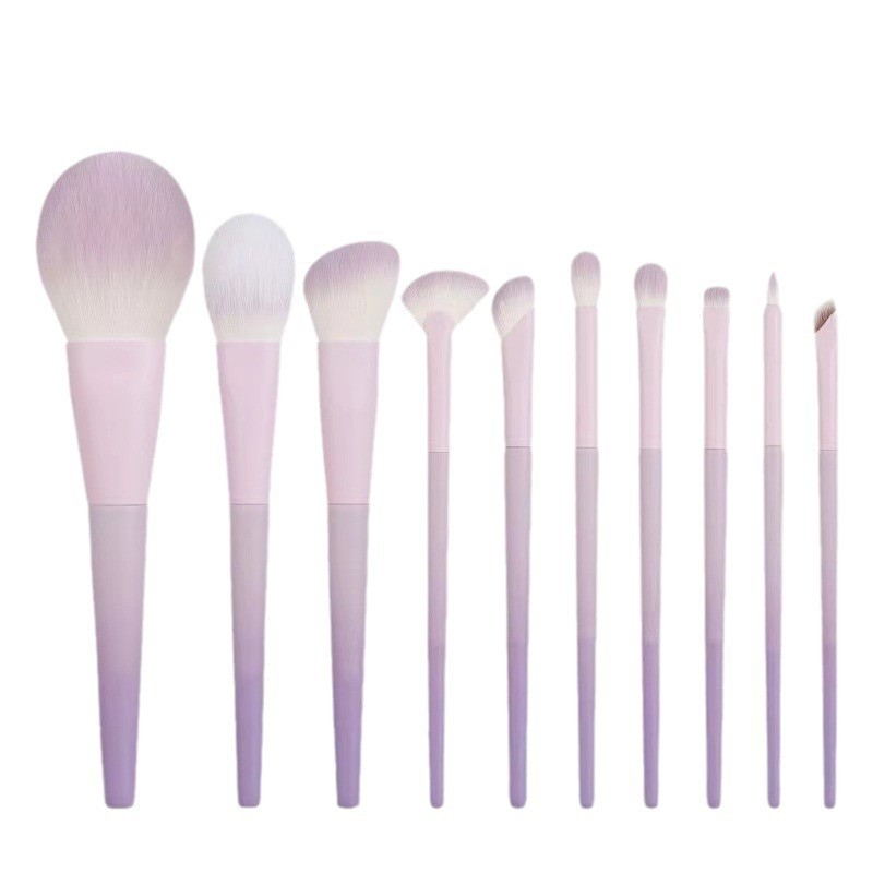 Xingdai 10-Piece Face Makeup Brush Set Loose Powder Milk Purple for Novice Tool for Beauty Application