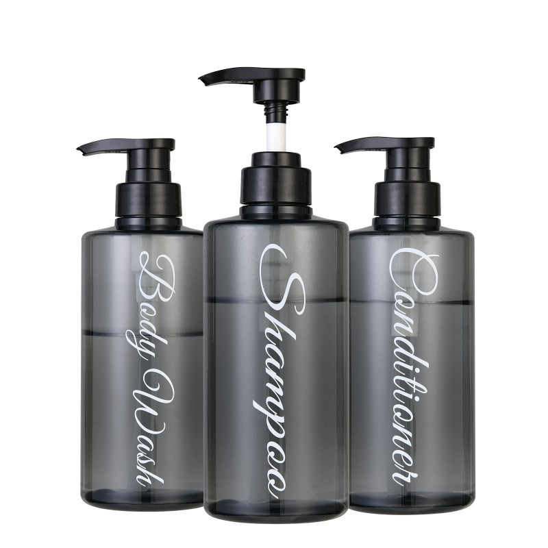 Square Shoulder 500ml Press Shampoo Shower Gel Bottle PET Plastic Body Lotion Hair Conditioner Sub-Packaging