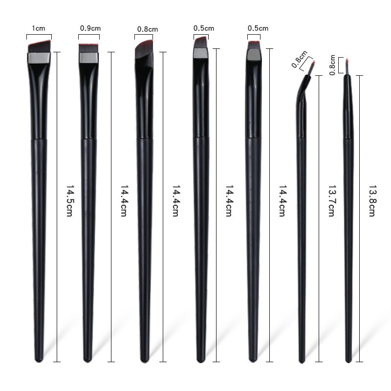 Ultra-Thin Black Fine Flat Head Folded Corner Eye Detail Makeup Brush Set for Face Use