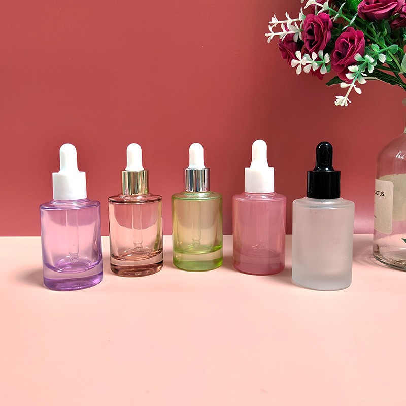 30ml Heavy Bottom Glass Dropper Bottle with Pump for 1oz Skincare Serum Cosmetics Toner Secure Sealing Pump Sprayer