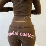 Zip-up Tracksuit Set Factory - OEM/ODM Custom Wholesale Women's Zip-up Cotton Tracksuit Loungewear Set Cropped Hoodie