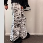 Men's Sweatpants Manufacturer - OEM/ODM Custom Logo Men's Embroidery Wide Leg Sweatpants Digital Camouflage Distressed