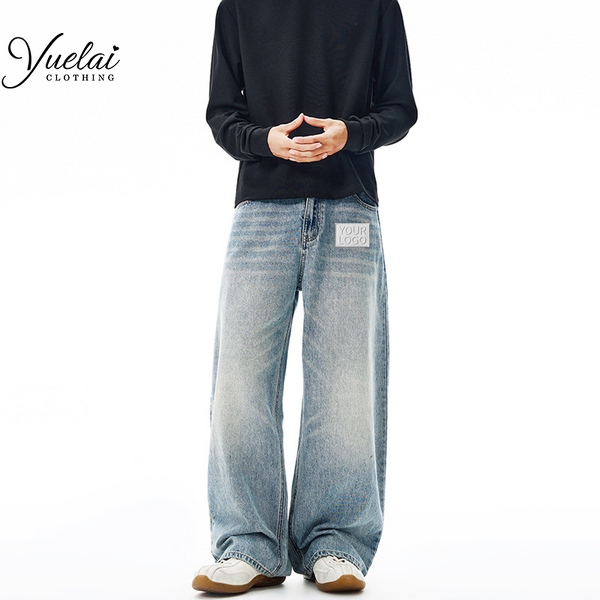 Vintage Blue Wash Denim Pants Manufacturer - OEM/ODM Custom Vintage Blue Wash Denim Banana Pants for Men High Quality