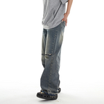 Men's Jeans Manufacturer - OEM/ODM Custom 2025 Y2K Men's Baggy Denim Flared Trousers Zipper Washed Jeans