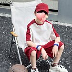 Boys Summer Suit Factory - OEM/ODM Custom 2025 Boys Summer Suit Pure Cotton Children's Sports Two-Piece Short-Sleeved