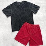 T-Shirt Shorts Set Manufacturer - OEM/ODM Custom High Quality Vintage Distressed T-Shirt Set Digital Printing