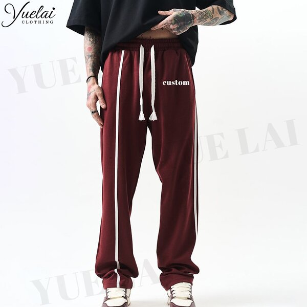 Sweatpants Factory - OEM/ODM Custom Logo Fleece Cotton Sweatpants Striped Oversized Trackpants