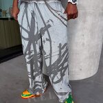 Sweatpants Factory - OEM/ODM Custom Logo Washed French Terry 100%Cotton Sweatpants Full Printing Unisex Vintage Flared