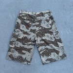 Custom Men's Cargo Shorts Factory - OEM/ODM Custom Men's Utility Pocket Raw Edge Oversize Canvas Cargo Shorts Embroidery