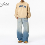 Wholesale Custom Washed Jeans Factory - OEM/ODM Custom Wholesale Washed Jeans for Men Street Wear Hip Hop Raw Hem Baggy