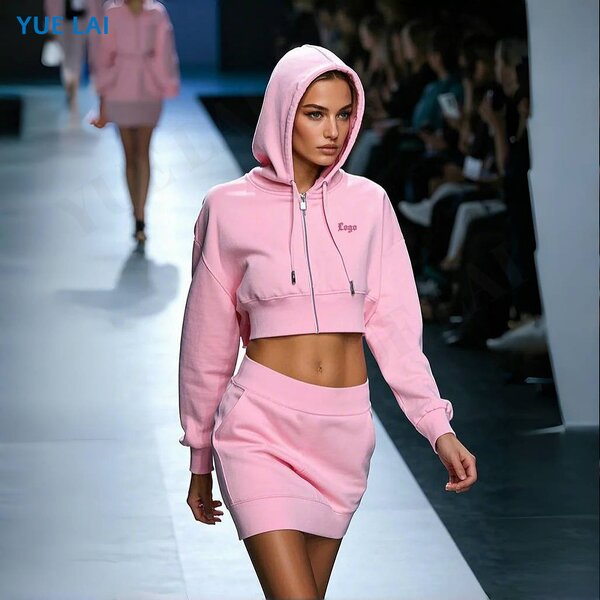 Two Piece Set Hoodie Manufacturer - OEM/ODM Custom Streetwear Manufacturers Design Logo Embroidered Women Two Piece Set