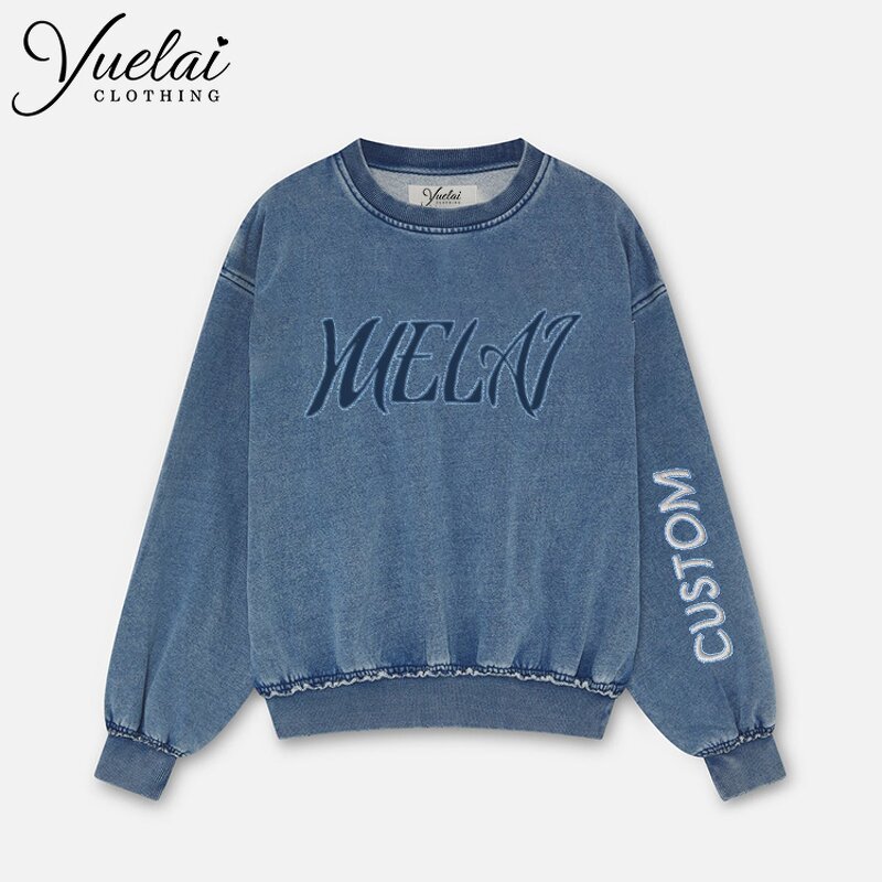 Acid Wash Pullover Factory - OEM/ODM Custom High Quality Unisex Acid Wash Pullover Logo Heavyweight Cotton Fleece