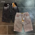 Men's Denim Shorts Manufacturer - OEM/ODM Custom Clothing Manufacturer Summer Vintage Washed Distressed Street Y2k Diamond Denim