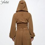 Crop Jacket Hoodie Manufacturer - OEM/ODM Custom Wholesale Logo Autumn Plain Blank Long Sleeve Crop Jacket Hoodie