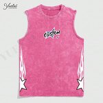 Tank Tops for Men Manufacturer - OEM/ODM Custom Fashion Distressed Sleeveless Shirt Loose Street Style Y2K Digital Printing