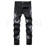 Denim Jeans Factory - OEM/ODM Custom Men's Straight Leg Black Denim Jeans Streetwear Fashion