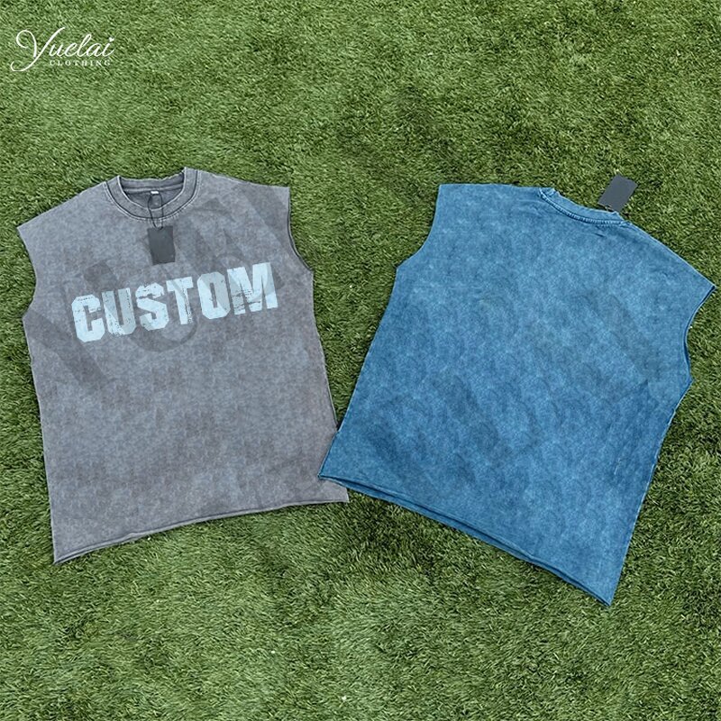 Tank Top T-Shirt Factory - OEM/ODM Custom Garment Manufacturer Digital Printing Men's Cut Acid Washed 100% Cotton Tank Top