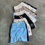 Embroidery Mesh Shorts Manufacturer - OEM/ODM Custom Logo Embroidery Mesh Shorts Color Block Sports Casual Loose Elastic