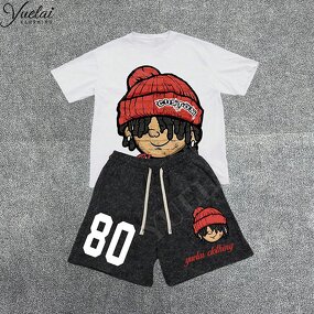 Men's T-Shirt Shorts Set Factory - OEM/ODM Custom High Quality Men's 100% Cotton Fashion Digital Printed Short Sleeve Set