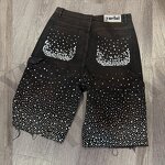 Men's Denim Shorts Manufacturer - OEM/ODM Custom Clothing Manufacturer Summer Vintage Washed Distressed Street Y2k Diamond Denim