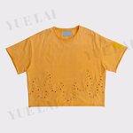 Men's T-shirt Manufacturer - OEM/ODM Custom Logo 100%Cotton Men's T-shirt Patchwork Rhinestone Oversize Boxy Cropped