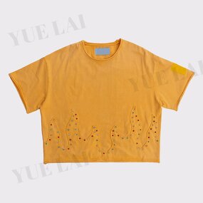 Men's T-shirt Manufacturer - OEM/ODM Custom Logo 100%Cotton Men's T-shirt Patchwork Rhinestone Oversize Boxy Cropped