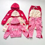 Kids Hoodies Set Factory - OEM/ODM Custom Kids Hoodies Set 2pcs New Boutique Fashion Valentine Baby Clothes Girl Set