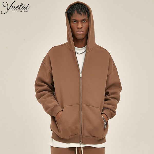 Boxy Zipper Hoodie Factory - OEM/ODM Custom OEM Men's High Quality Cotton Boxy Zipper Hoodie