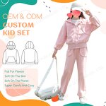 Children Pink Clothes Factory - OEM/ODM Custom OEM Heavy Weight Logo Printed Children Pink Clothes Blank Zipper Hoodies Set
