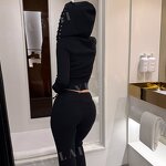 Cotton Tracksuit Set Manufacturer - OEM/ODM Custom Outfits Manufacturer Cotton Tracksuit Set Cropped Hoodie Sweatpants