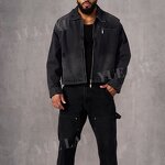 Cropped Denim Jacket Factory - OEM/ODM Custom Logo Cropped Washed Denim Jacket Sun Faded Distressed Vintage Heavyweight