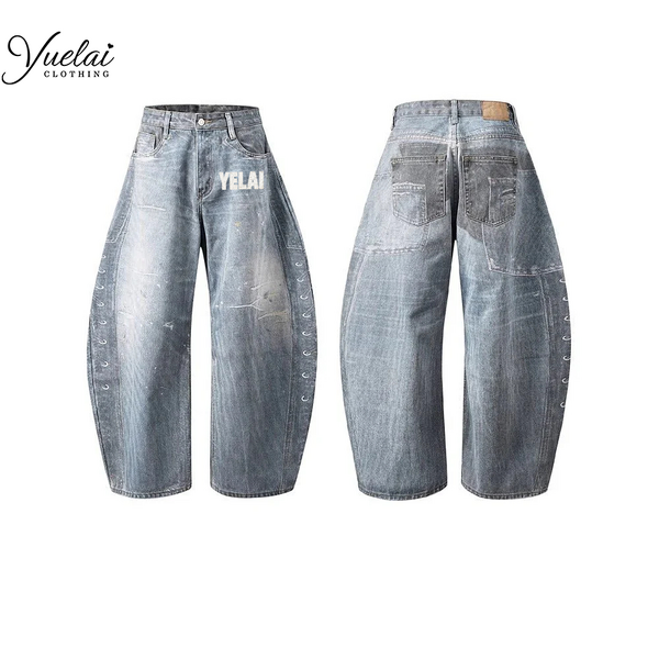 Jeans Maker Manufacturer - OEM/ODM Custom Jeans Maker Custom Designer High-waisted Baggy Oversized Acid-washed Jeans