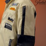 Men's Racing Jacket Manufacturer - OEM/ODM Custom Hot Selling Men's Racing Jacket Handmade Embroidery Classic Cream-coloured