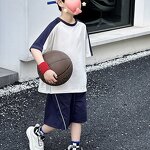 Boys Summer Suit Factory - OEM/ODM Custom 2025 Boys Summer Suit Pure Cotton Children's Sports Two-Piece Short-Sleeved