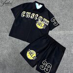 Men's Tops Shorts Set Manufacturer - OEM/ODM Custom Clothing Manufacturers Brand Graphic Printing Vintage Mens Loose Sport Set