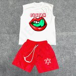 Sleeveless T-Shirt Sets Factory - OEM/ODM Custom Y2K Shorts and Printed Rhinestone Sleeveless T-Shirt Sets 2Pcs