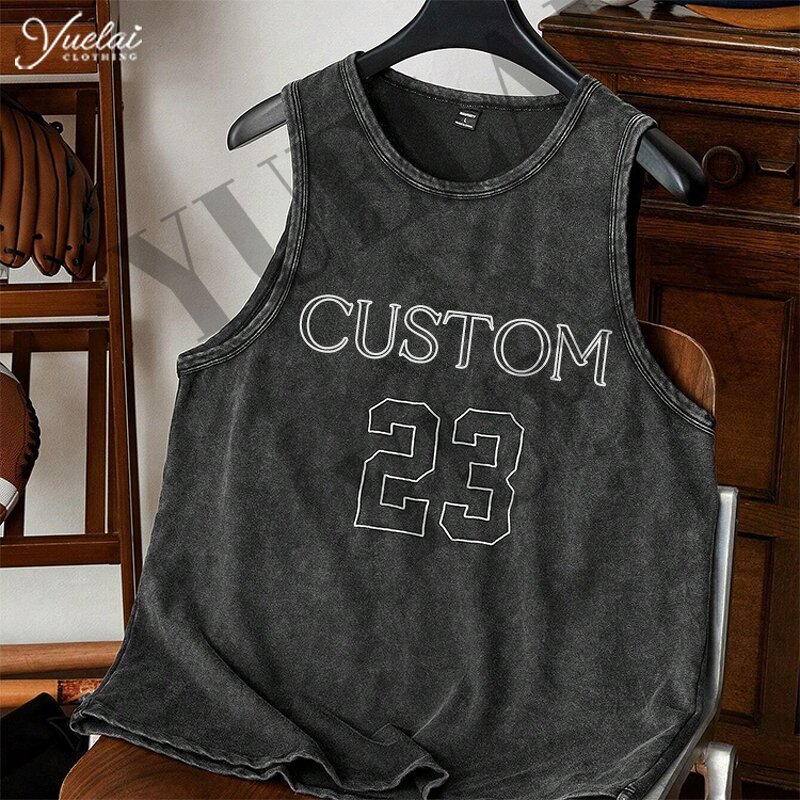 Sleeveless Vest Men T-Shirt Factory - OEM/ODM Custom Clothing Manufacturers High Quality Cotton Blank Distressed Sleeveless