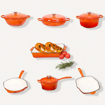 Cast Iron Dutch Oven Set Factory - OEM/ODM Custom 7-Piece Cast Iron Dutch Oven Cookware Set Enamel Coating for Oven Safety