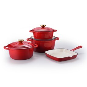 Cast Iron Cookware Set Manufacturer - OEM/ODM Custom Modern Design Enamel Non-Stick Cookware Set Metal Kitchen