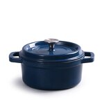 Cast Iron Enamel Soup Pot Factory - OEM/ODM Custom Cast Iron Enamel Double-Ear Soup Pot Uncoated Peacock Blue Stew Pot